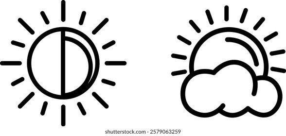  "Bright Daylight Icon Representing Sunlight, Natural Light, and Radiance in a Minimalist Vector Design"