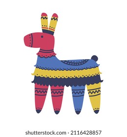 Bright Decorated Llama Pinata as Festive Mexican Symbol Vector Illustration