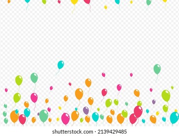 Bright Decoration Balloon Vector Transparent Background. Joy Ballon Backdrop. Red and Green and Yellow Party Template. Pink and Blue Inflatable Baloon Pattern.