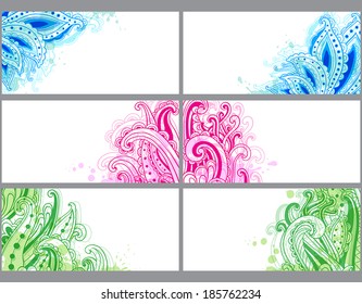 Bright decorative abstract horizontal vector cards