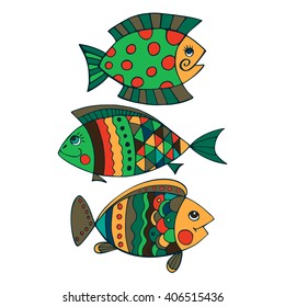 Bright decorative fish hand drawn vector. Illustration is suitable for creating your own patterns, backgrounds, cards, invitations, decorating websites and for the realization of other design ideas.
