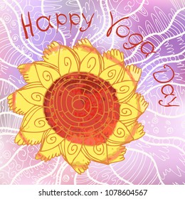 Bright decorative flower, stylized chakra. World yoga day.