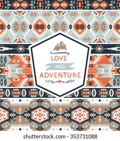 Bright decorative geometric pattern in tribal style