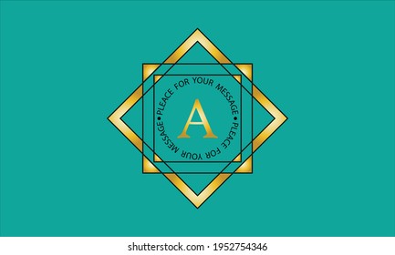 Monograma decorativo brillante con la letra A. Logotipo geométrico con un lugar para una inscripción, un signo de la empresa, boutique, restaurante, negocios, etc.