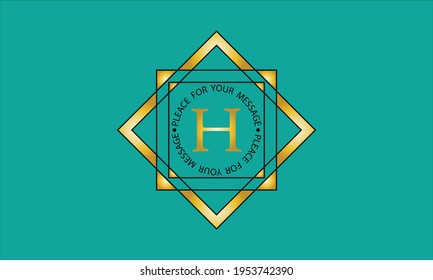 Monograma decorativo brillante con la letra H. Logotipo geométrico con un lugar para una inscripción, un signo de la empresa, boutique, restaurante, negocios, etc.