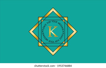 Helles dekoratives Monogramm mit dem Buchstaben K. Geometrisches Logo mit einem Ort für eine Inschrift, ein Zeichen des Unternehmens, Boutique, Restaurant, Business, etc.
