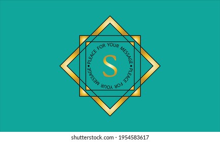 Bright decorative monogram with the letter S. Geometric logo with a place for an inscription, a sign of the company, boutique, restaurant, business, etc.