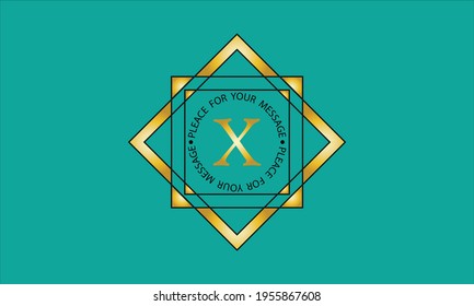 Monograma decorativo brillante con la letra X. Logotipo geométrico con un lugar para una inscripción, un signo de la empresa, boutique, restaurante, negocios, etc.
