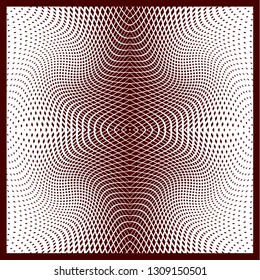 Bright decorative pattern with a halftone transition from small squares and rhombuses. Curvilinear arrangement. Layout design for business, design for decoration, covers, packaging - vector graphics