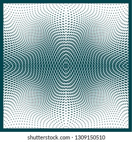 Bright decorative pattern with a halftone transition from small squares and rhombuses. Curvilinear arrangement. Layout design for business, design for decoration, covers, packaging - vector graphics