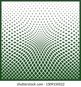 Bright decorative pattern with a halftone transition from small squares and rhombuses. Curvilinear arrangement. Layout design for business, design for decoration, covers, packaging - vector graphics
