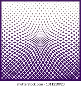 Bright decorative pattern with a halftone transition from small squares and rhombuses. Curvilinear arrangement. Layout design for business, design for decoration, covers, packaging - vector graphics