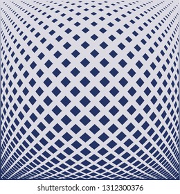 Bright decorative pattern with a halftone transition from small squares and rhombuses. Curvilinear arrangement. Layout design for business, design for decoration, covers, packaging - vector graphics