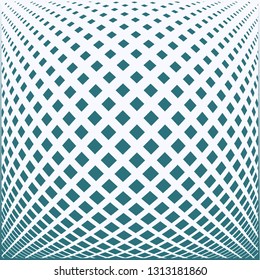 Bright decorative pattern with a halftone transition from small squares and rhombuses. Curvilinear arrangement. Layout design for business, design for decoration, covers, packaging - vector graphics