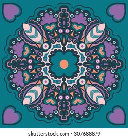 Bright decorative seamless ethnic pattern. Autumn colors. Floral pattern.