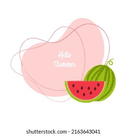 Helles Dekor Sommer Abstrakter Hintergrund mit saftiger Wassermelone. Perfekt für Social Media, Banner, gedruckte Materialien etc.
