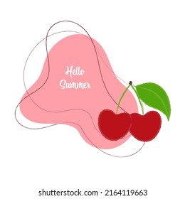 Verano Decorativo Y Luminoso Resumen De Fondo Con Cerezas. Perfecto para medios sociales, carteles, materiales impresos, etc.