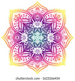 bright decorative vector mandala with floral elements. in warm colors