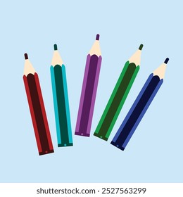Bright and deep color pencils on white background 