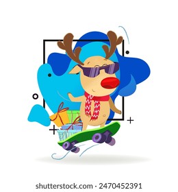 Bright deer set illustration. Deer in different poses. Can be used for topics like Christmas, winter, festivals, Happy New Year
