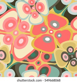 bright delicate flowers on red seamless pattern
