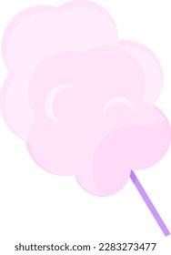 bright delicate vector illustration of cotton candy on a stick, sweet snack, street food, sweets for children 