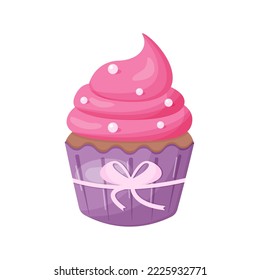 Bright delicious cupcake with bow	
