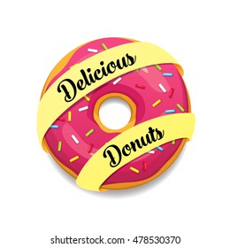 Bright delicious donut. Vector illustration