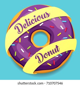 Bright delicious donut. Vector illustration