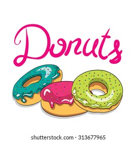 bright delicious donuts, baked sweets, cafe restaurant menu