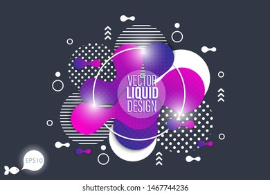 Bright design of background frame with flowing liquid form elements. Vector illustration. 