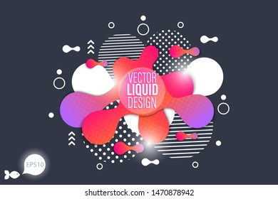 Bright design of background frame with flowing liquid form elements. Vector illustration. 