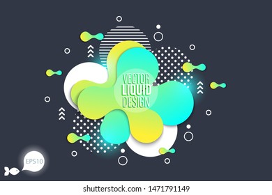 Bright design of background frame with flowing liquid form elements. Vector illustration. 