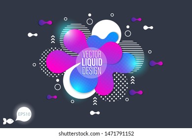 Bright design of background frame with flowing liquid form elements. Vector illustration. 
