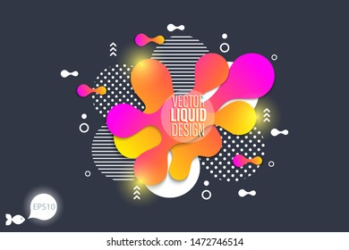 Bright design of background frame with flowing liquid form elements. Vector illustration. 