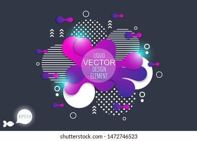Bright design of background frame with flowing liquid form elements. Vector illustration. 