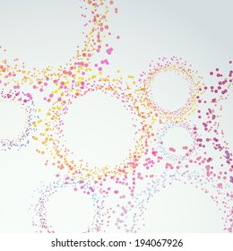 Bright design circles particles background. Vector illustration