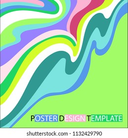 Bright design with decorative inserts in the style of the 70's for the design of flyers, covers of magazines and posters. Vector illustration.