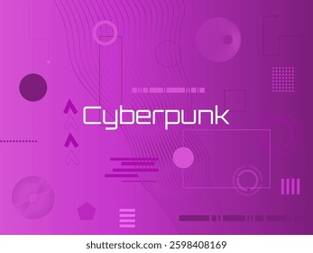 Bright design templates in cyberpunk style. Geometric shapes and figures