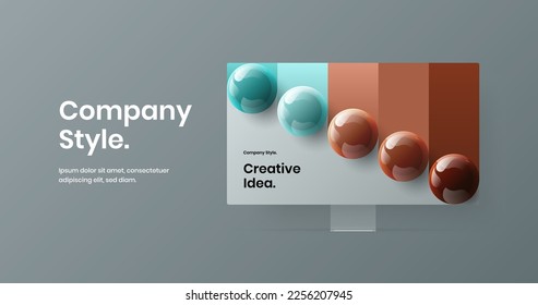 Bright desktop mockup presentation layout. Clean web project vector design concept.