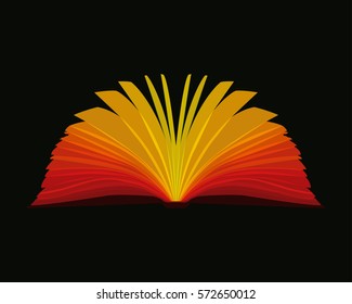 Bright detailed book with neon effect on a black background