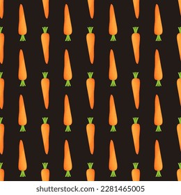 La zanahoria detallada brillante. Patrón sin foco. Fondo de verduras fresco a la moda. Para textiles, tejidos, cubiertas, papel pintado, papel de embalaje, embalaje.