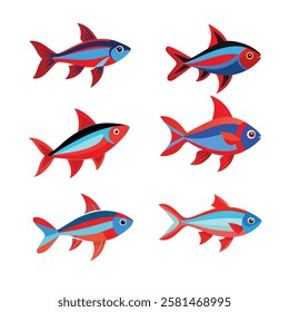 Bright and detailed Neo Tetra fish vector artwork, perfect for digital designs, prints, and creative projects.