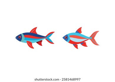 Bright and detailed Neo Tetra fish vector artwork, perfect for digital designs, prints, and creative projects.