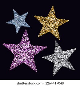 Bright diamond gold card for Merry Christmas and Happy New Year with shining star