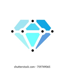 Bright diamond logo, sapfir icon, stone sign
