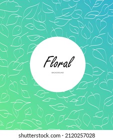 Fondo digital brillante con gradiente verde y dibujo a mano hojas blancas