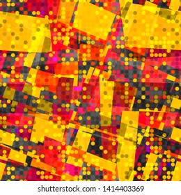 Bright digital seamless texture with dots and geometric shapes. Abstract vector background for web page, banners backdrop, fabric, home decor, wrapping