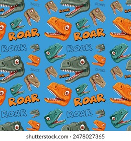 Bright dinosaur heads with 'Roar' text