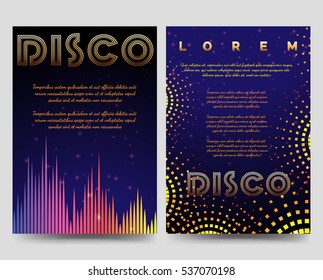 Bright disco brochure flyers template with soundwaves vector